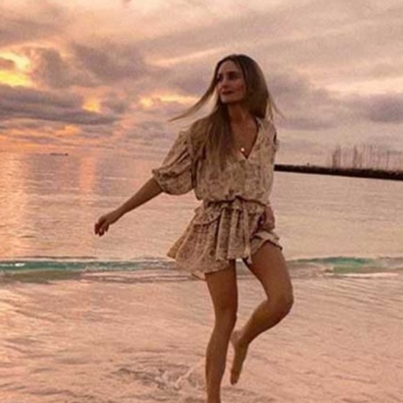 Brown boho gypsy Floral print ruffle mini dress - Picture 8 of 9